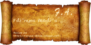 Fényes Abbás névjegykártya